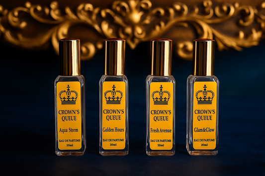 Crown's Queue Gift set of 4 Perfumes : Aqua Storm, Golden Hours, Fresh Avenue and Glam&Glow