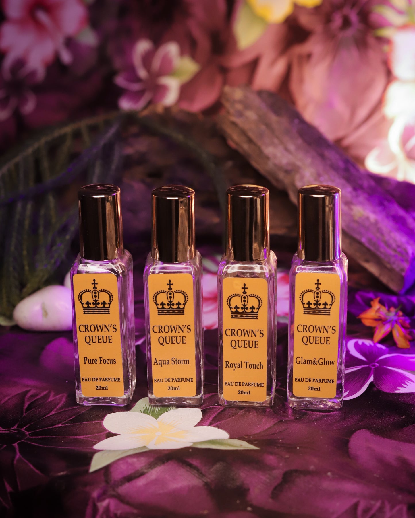 Crown's Queue Gift set of 4 Perfumes : Glam & Glow, Royal Touch, Pure Focus and Aqua Storm