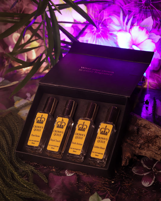 Crown's Queue 4 in 1 Gift set Royal Touch ( Unisex), Pure Focus(Unisex), Fresh Avenue(Unisex), Golden Hours(Unisex)