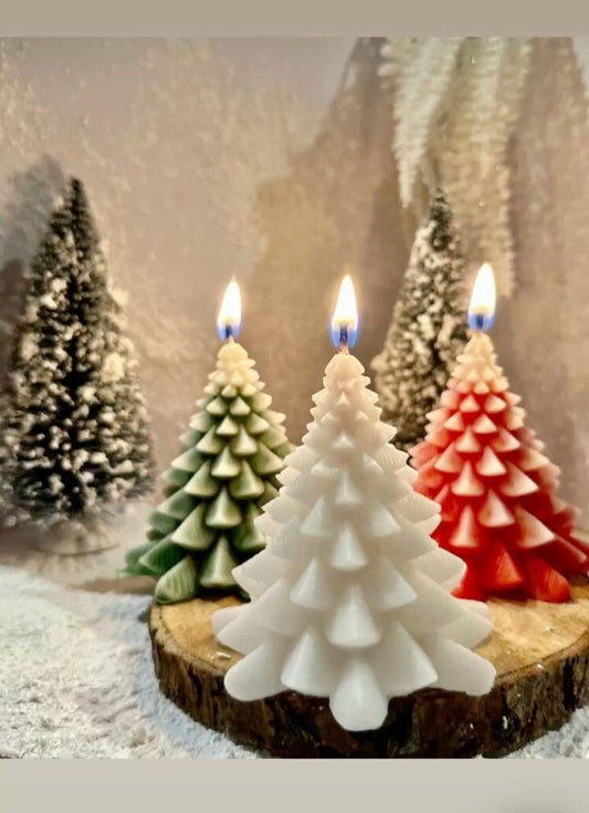 Scented Christmas Tree in Glass Half filled by Gel wax Candle Pack of 3