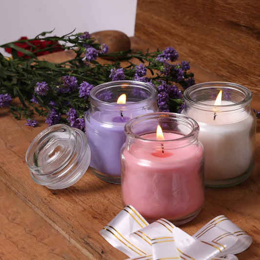 Yankee Jar Scented Candle Pack of 3 different fragrances Lavender,Rose & Vanilla (100ml)