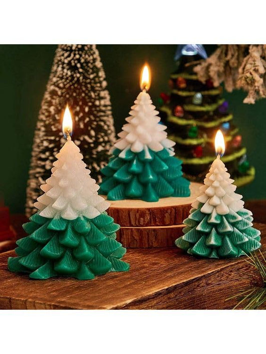 Christmas Tree Snow Covered Candle 100% Organic Soy Wax Candle