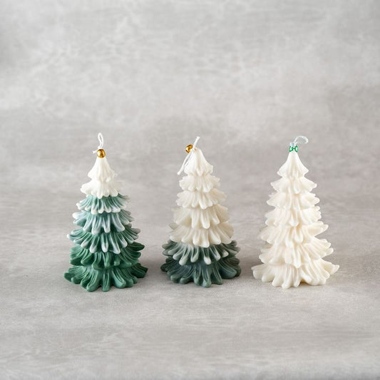 Christmas Special Snow covered Christmas Tree Candle in (Pack of 6)