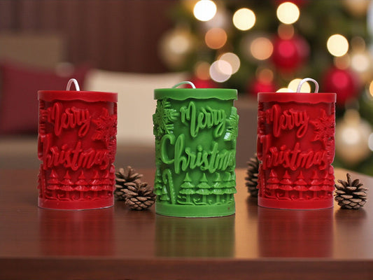 Merry Christmas Pillar Candle set  Home Decoration