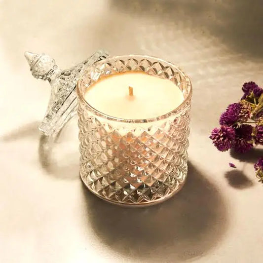 Sensational White Diamond Crystal Jar Candle with| Luxury Soy Wax Candle 90 Gram Wax 30 Hours Burning