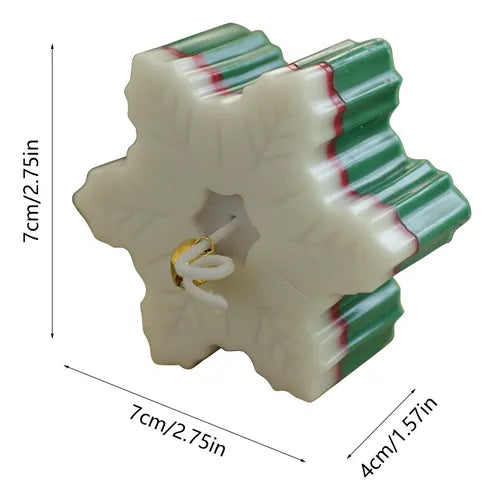 Christmas Special Tri Colour Snow fleak Candle in (Pack of 4)