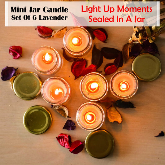 Scented Mini Glass Jar Candle 30 Gram Each Set of 6 pcs with Rose Fragrance