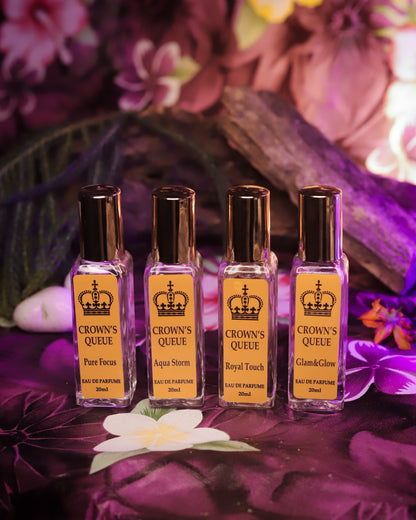 Crown's Queue Gift set of 4 Perfumes : Glam & Glow, Royal Touch, Pure Focus and Aqua Storm