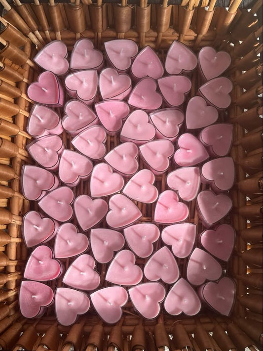 Heart Shape Pink Rose Scented Tealight Candle (Pack of 50)
